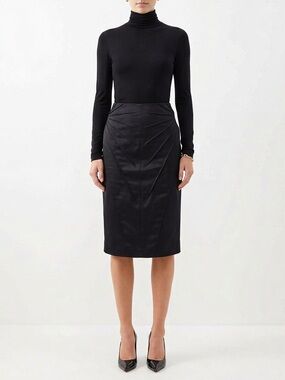Tailored Black Pencil Skirt - Sleek High-Waist Design